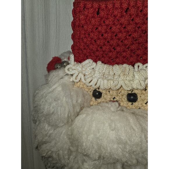 VTG Macrame Santa Claus Face Wall/Door Hanging Christmas Décor 36" Pocket Cards. - Picture 3 of 7